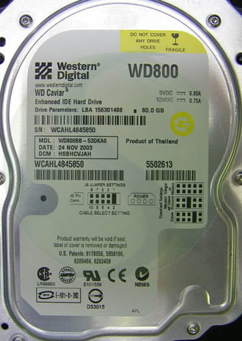 WD800BB - Western Digital 80GB 7.2KRPM IDE ATA 40-Pin 3.5-inch Hard Drive